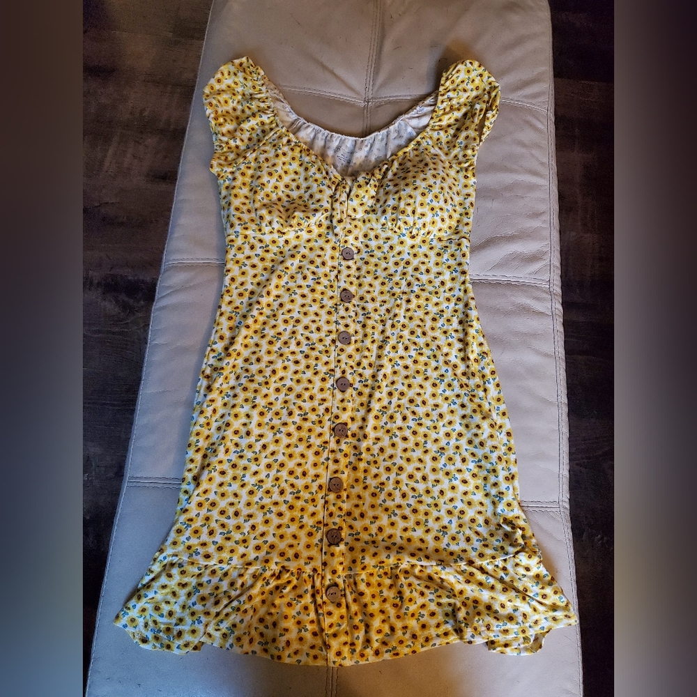 Sunflower button front mini dress